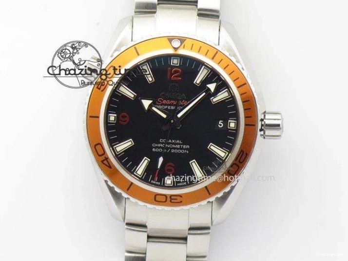 0820 FlexibleFit Planet Ocean SS Bp Maker 45mm Orange Bezel On SS Bracelet A 8216